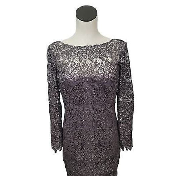 Kay Unger Dress Silver Shimmer Sequin Womens Size 6 Wedding Party Cruise Holiday - Picture 8 of 13